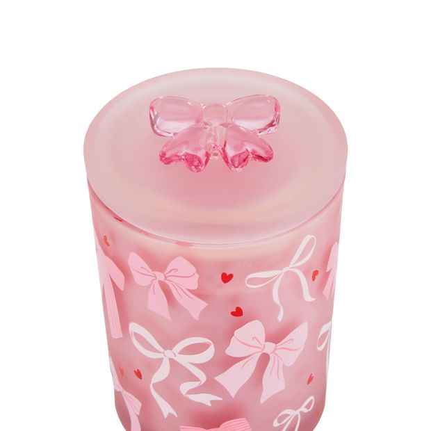 Pink Glass Scented Candle with Bow Detail