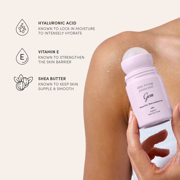 Gem Skin Loving Roll On Deodorant 50ml - Vanilla & Macadamia