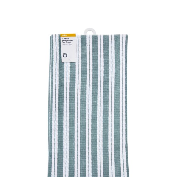 Anko 3 Pack Green Basket Weave Extra Large Tea Towels
