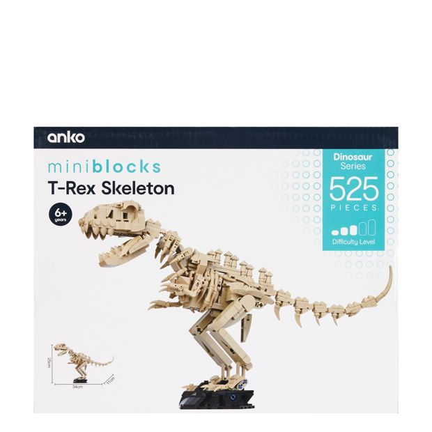 525 Piece Mini Blocks Dinosaur Series: T-Rex Skeleton Playset