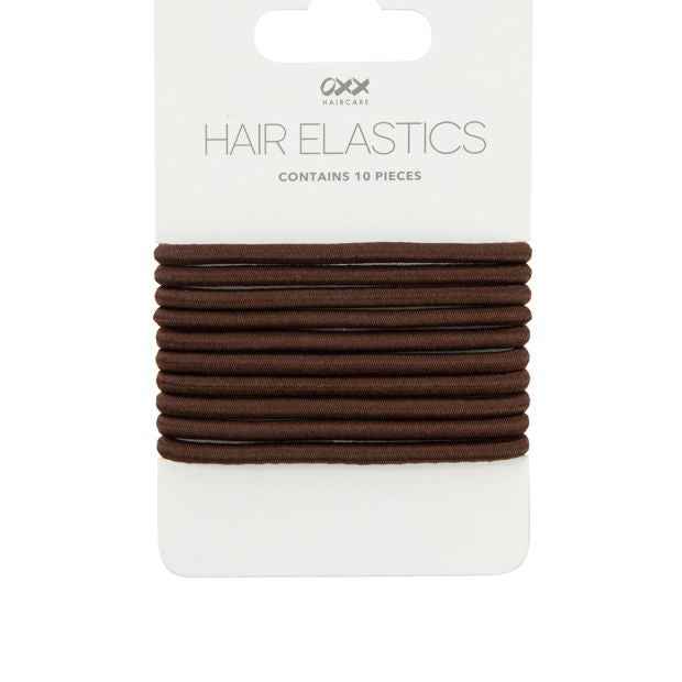 10 Piece Hair Elastics, Brown - OXX Haircare