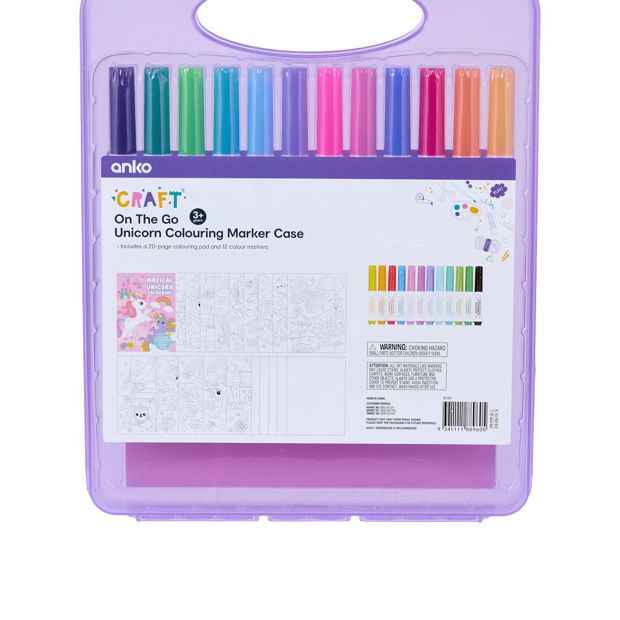 Anko On The Go Unicorn Colouring Marker Case