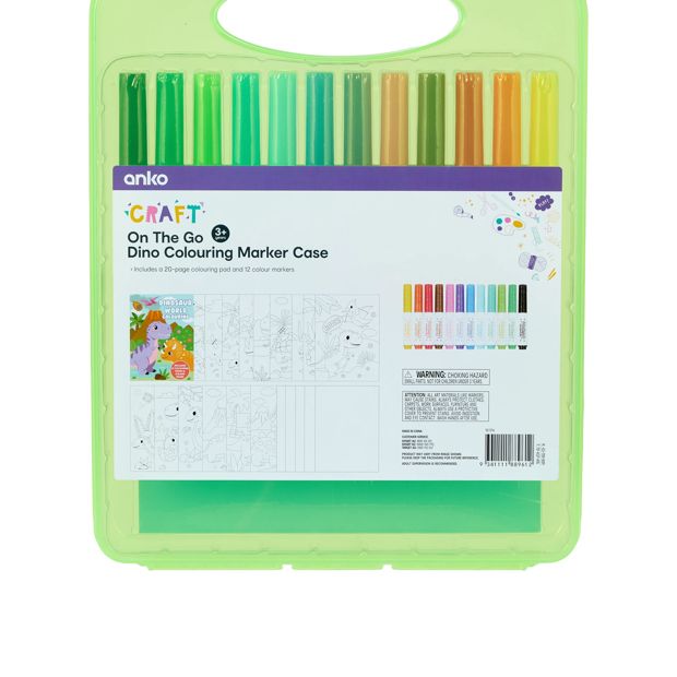 Anko On The Go Dino Colouring Marker Case