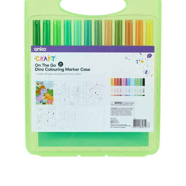 Anko On The Go Dino Colouring Marker Case