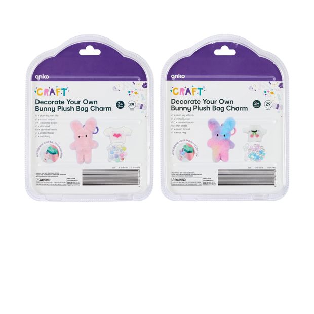 Anko 29 Piece Decorate Your Own Bunny Plush Bag Charm - Assorted