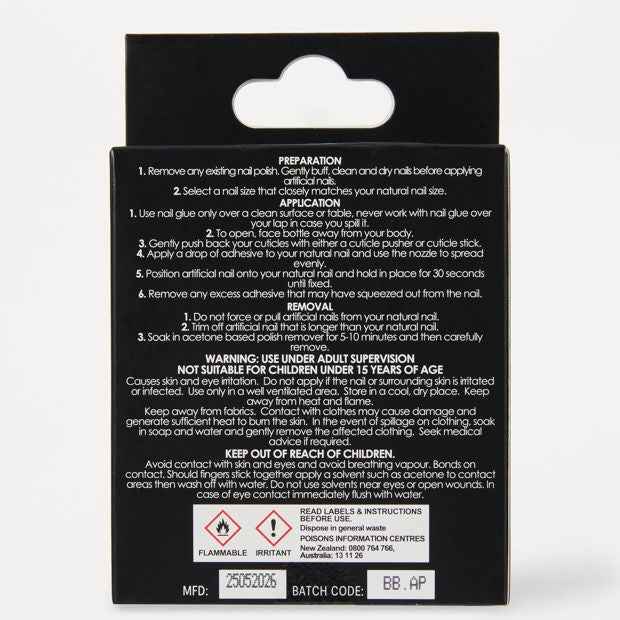 OXX Beauty 24 Pack Artificial Nails with Adhesive, Stiletto Shape - 3D Shell
