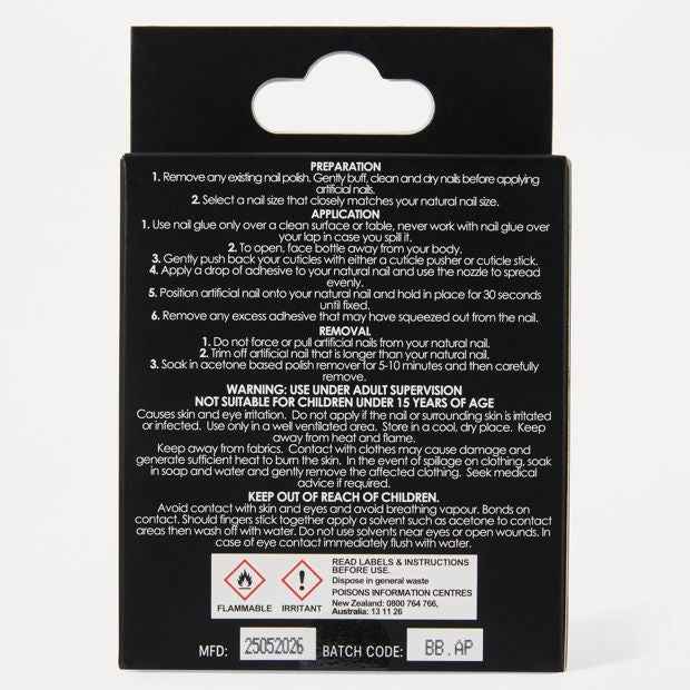 OXX Beauty 24 Pack Artificial Nails with Adhesive, Pointed Stiletto Shape - 3D