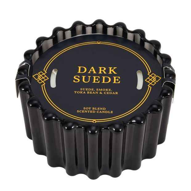 Anko Dark Suede Ribbed Glass Candle