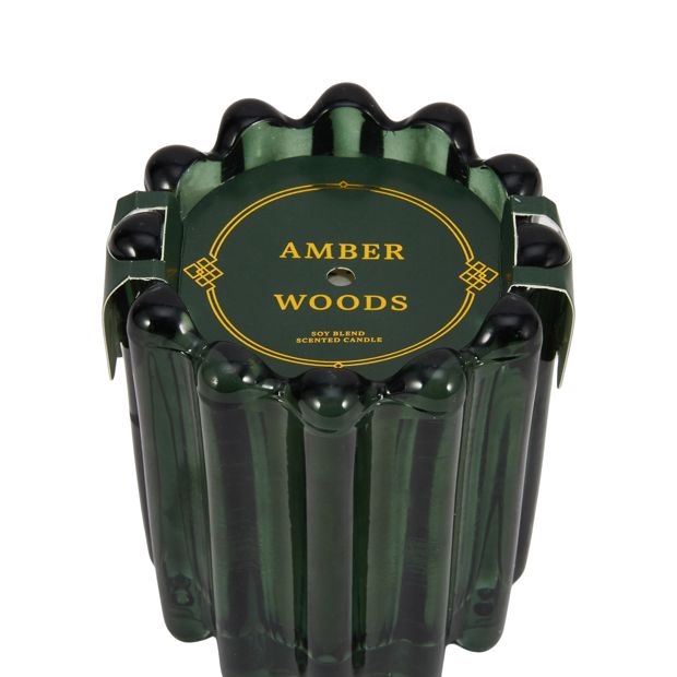 Anko Amber Woods Ribbed Glass Candle