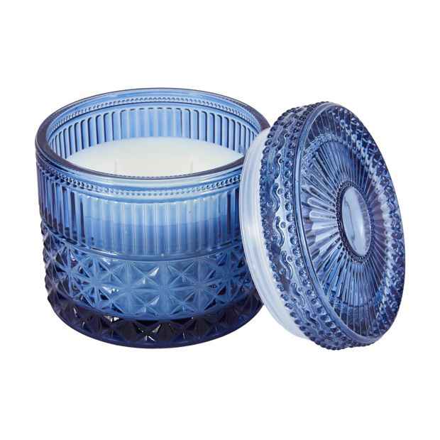 Anko Blue Embossed Glass Candle