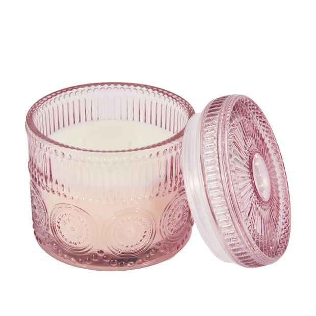 Anko Pink Embossed Glass Candle
