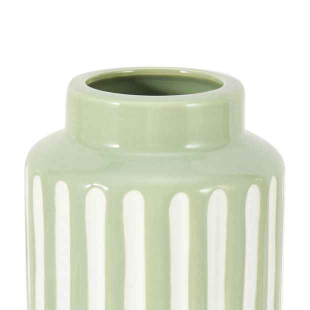 Anko Green Textured Stripe Ceramic Vase