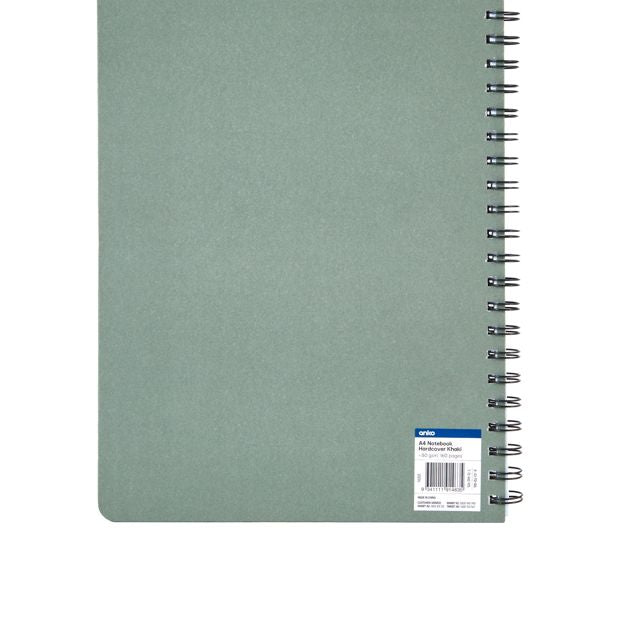 Anko A4 Spiral Notebook 160 Pages Hardcover Khaki
