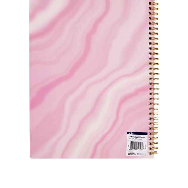 Anko A4 Spiral Notebook 120 Pages Marble