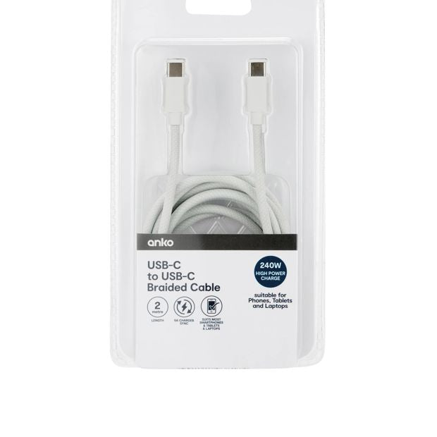 Anko 240W Braided Cable 2m