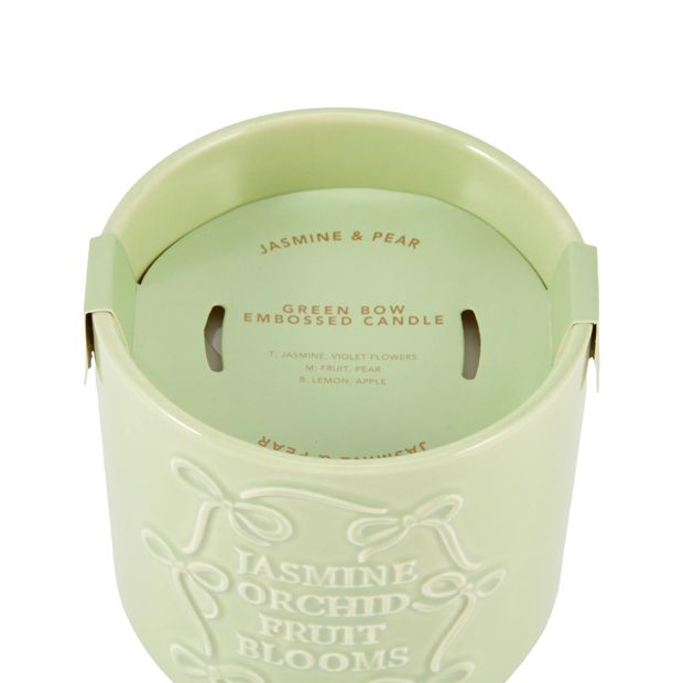 Anko Green Bow Embossed Candle