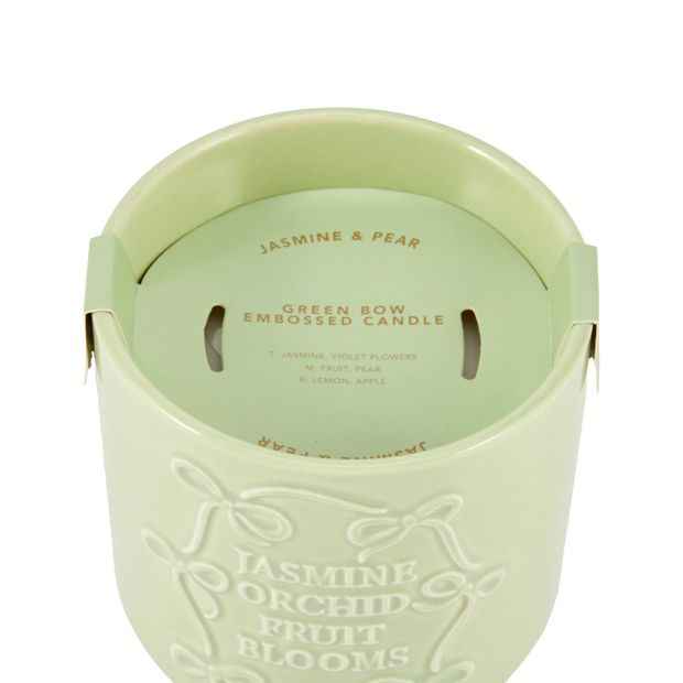 Anko Green Bow Embossed Candle
