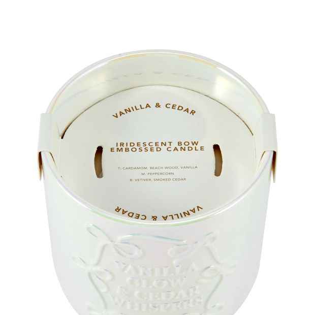 Anko Iridescent Bow Embossed Candle