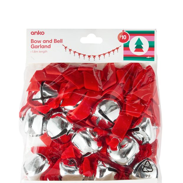 Anko 1.8m Bow and Bell Garland