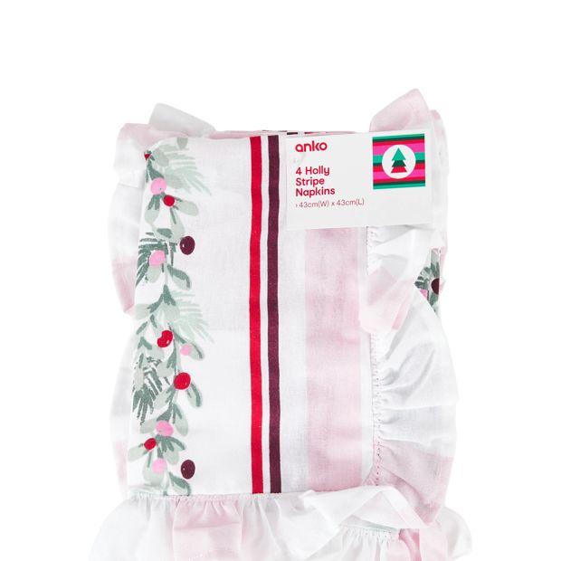 Anko 4 Pack Holly Stripe Napkins