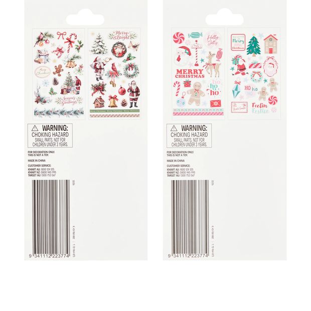 Anko Christmas Craft Card Stickers - Assorted