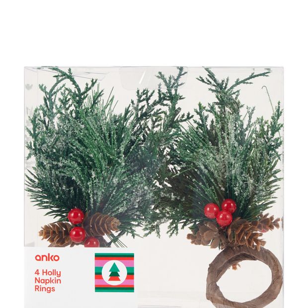 Anko 4 Pack Holly Napkin Rings