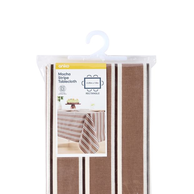 Anko Mocha Stripe Tablecloth