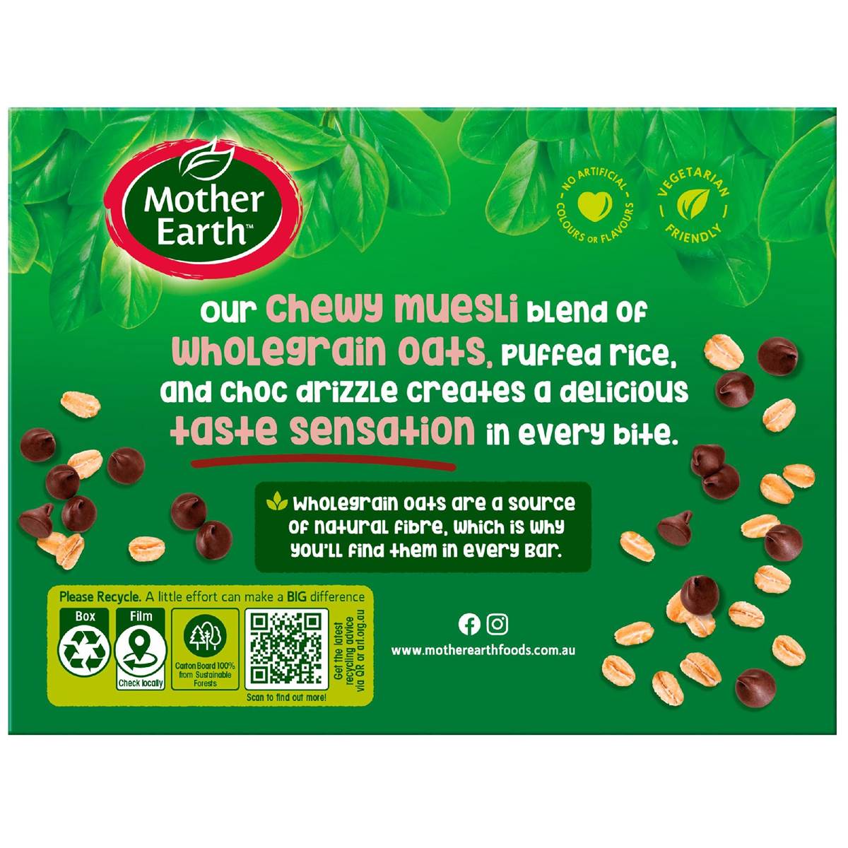 Mother Earth Chewy Muesli Bars Choc Chip 180g