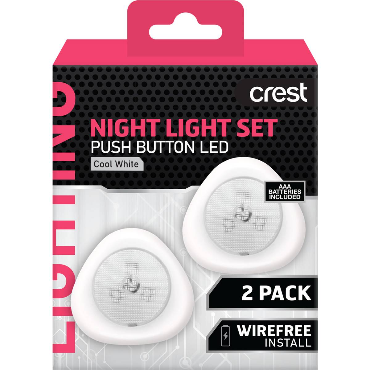 Crest Night Light Set Push Button LED 2 pack