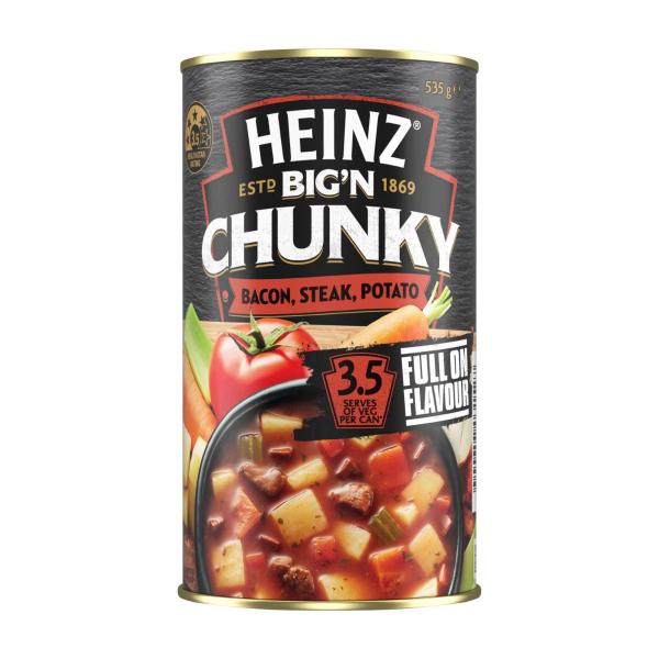 HEINZ BIG'N CHUNKY SOUP:BACON STEAK & POTATO:.:535 GRAM