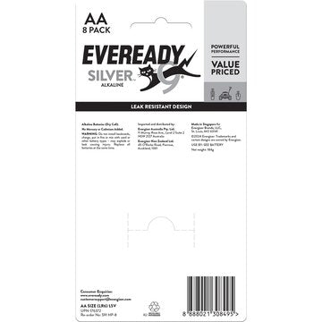 Eveready Silver AA Alkaline Batteries 8 pack