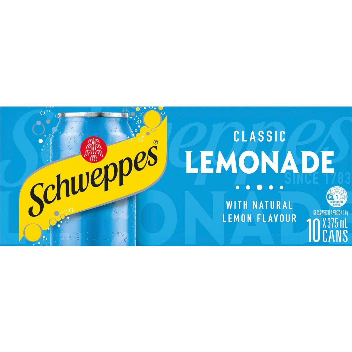 Schweppes Lemonade Soft Drink Cans Multipack 375ml x 10 Pack