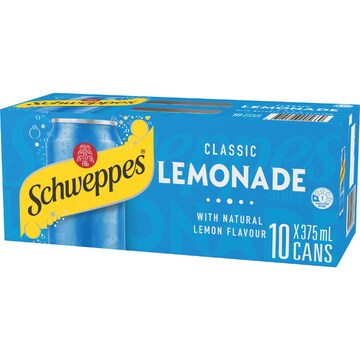 Schweppes Lemonade Soft Drink Cans 375mL x 10 pack