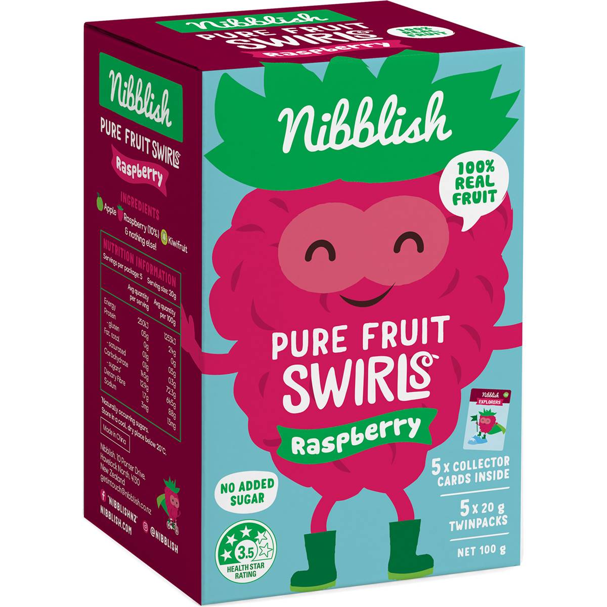 Nibblish Pure Fruit Swirls Raspberry 100g