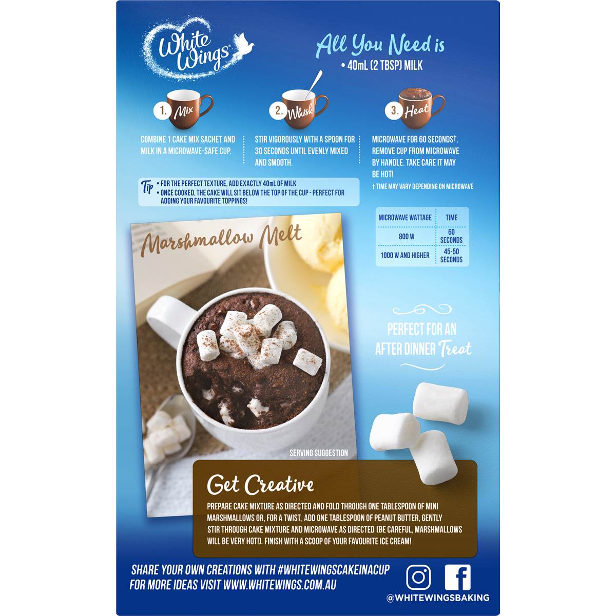 White Wings Cake In a Cup Double Chocolate 220g