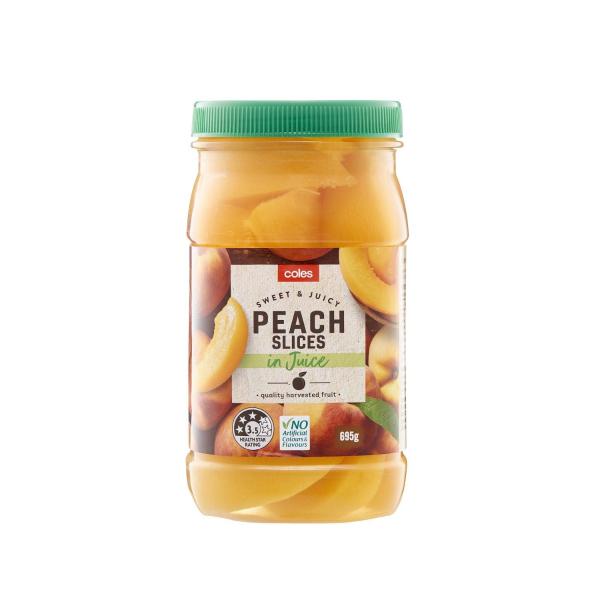 COLES FRUIT IN JUICE:PEACHES IN JUICE:.:695 GRAM