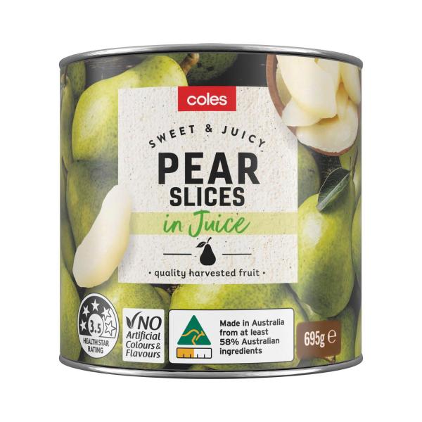 COLES PEAR SLICES IN JUICE 695G