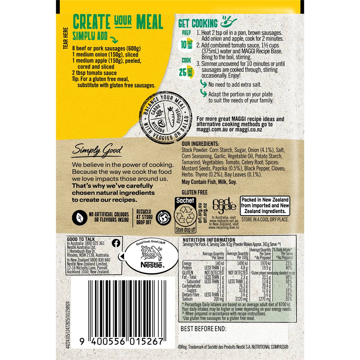 Maggi Dry Recipe Bases Devilled Sausages 37g