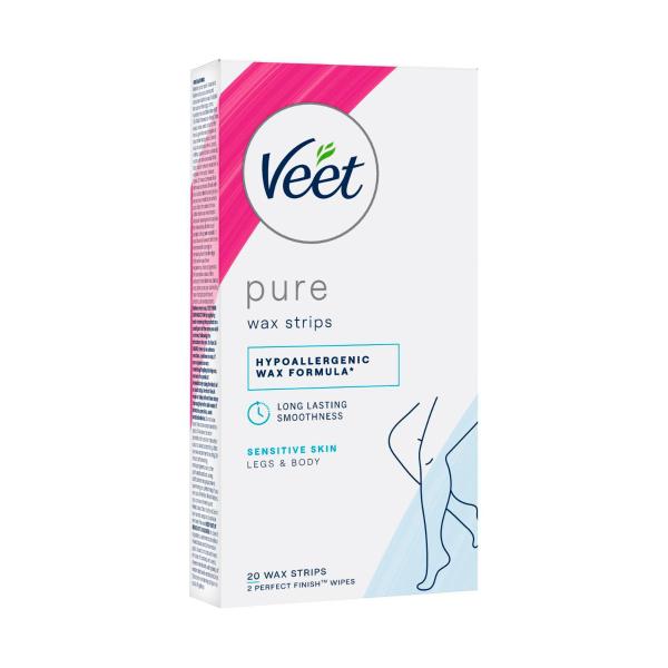 VEET PURE HAIR REMOVAL COLD WAX STRIPS LEGS AND BODY 20 PACK