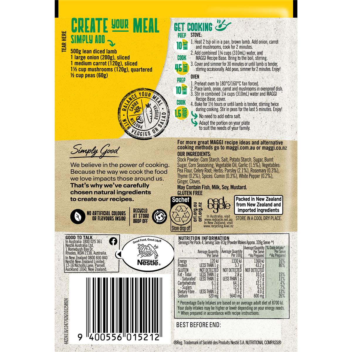 Maggi Dry Recipe Bases Lamb Ragout Recipe Base 37g