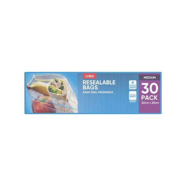 COLES MEDIUM RESEALABLE STORAGE BAGS