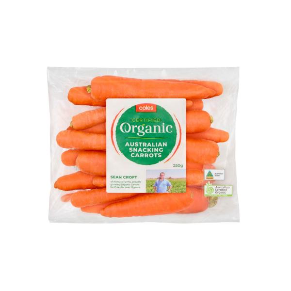 COLES ORGANIC CARROT:SNACKING:.:250 GRAM