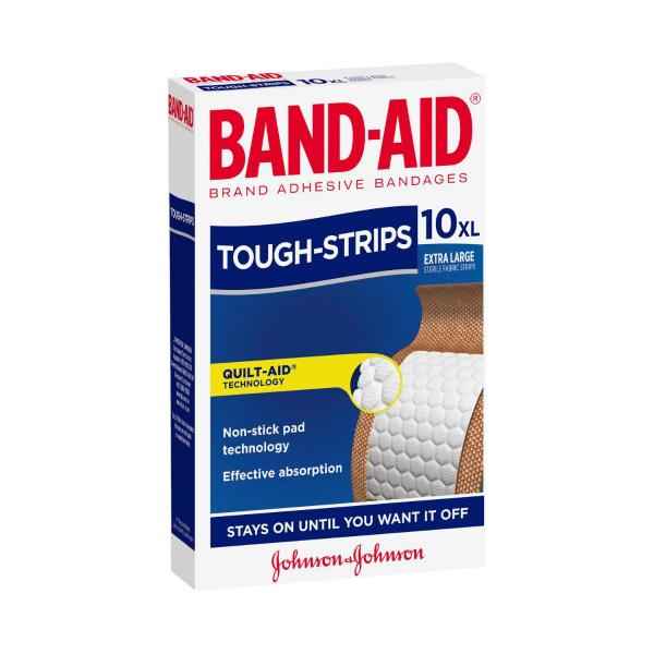 BAND AID TOUGH XL STRIPS:FABRIC:.:10 PACK