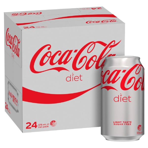 DIET COCA-COLA SOFT DRINK MULTIPACK CANS 24 X 375ML
