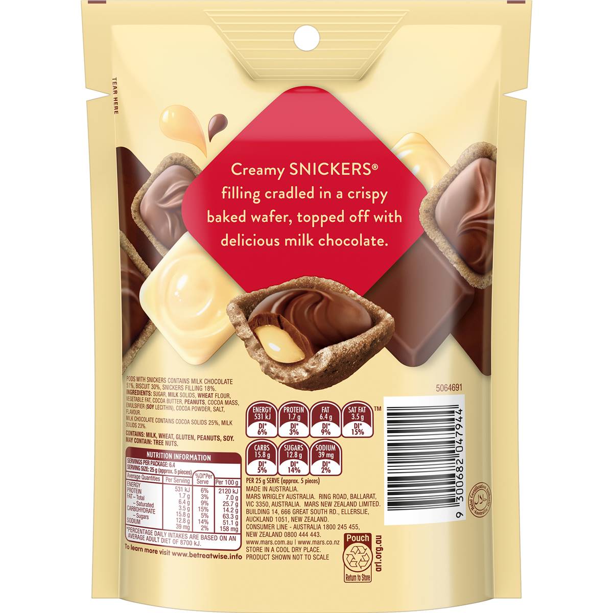 Pods Snickers Chocolate Snack & Share Party Bag 160g