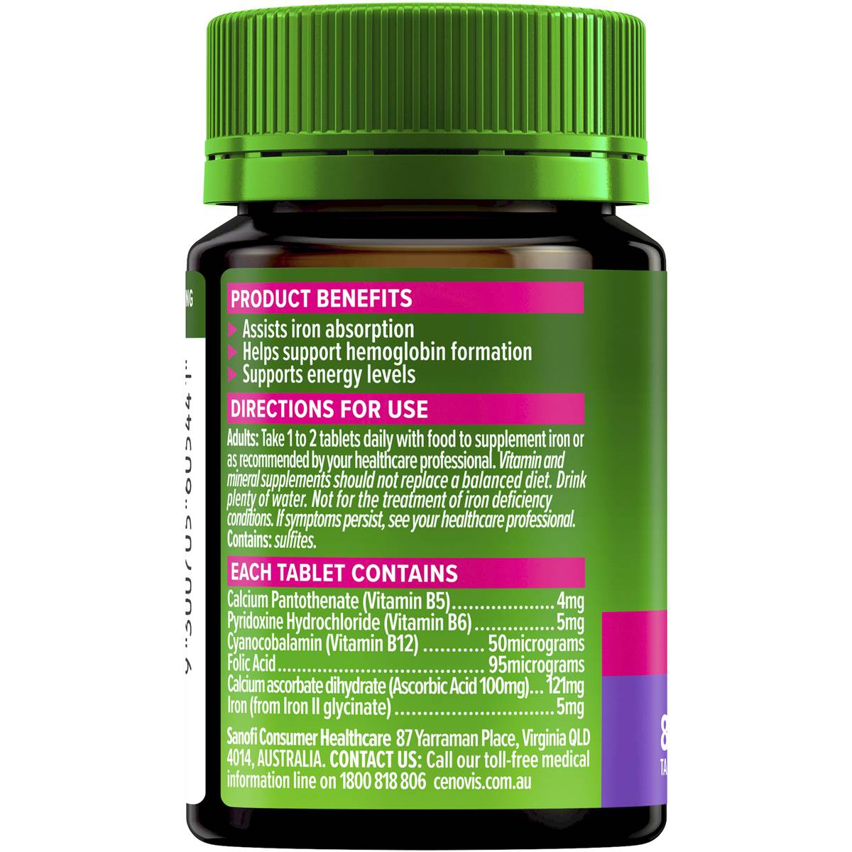 Cenovis Iron Plus Tablets For Women's Health 80 Pack