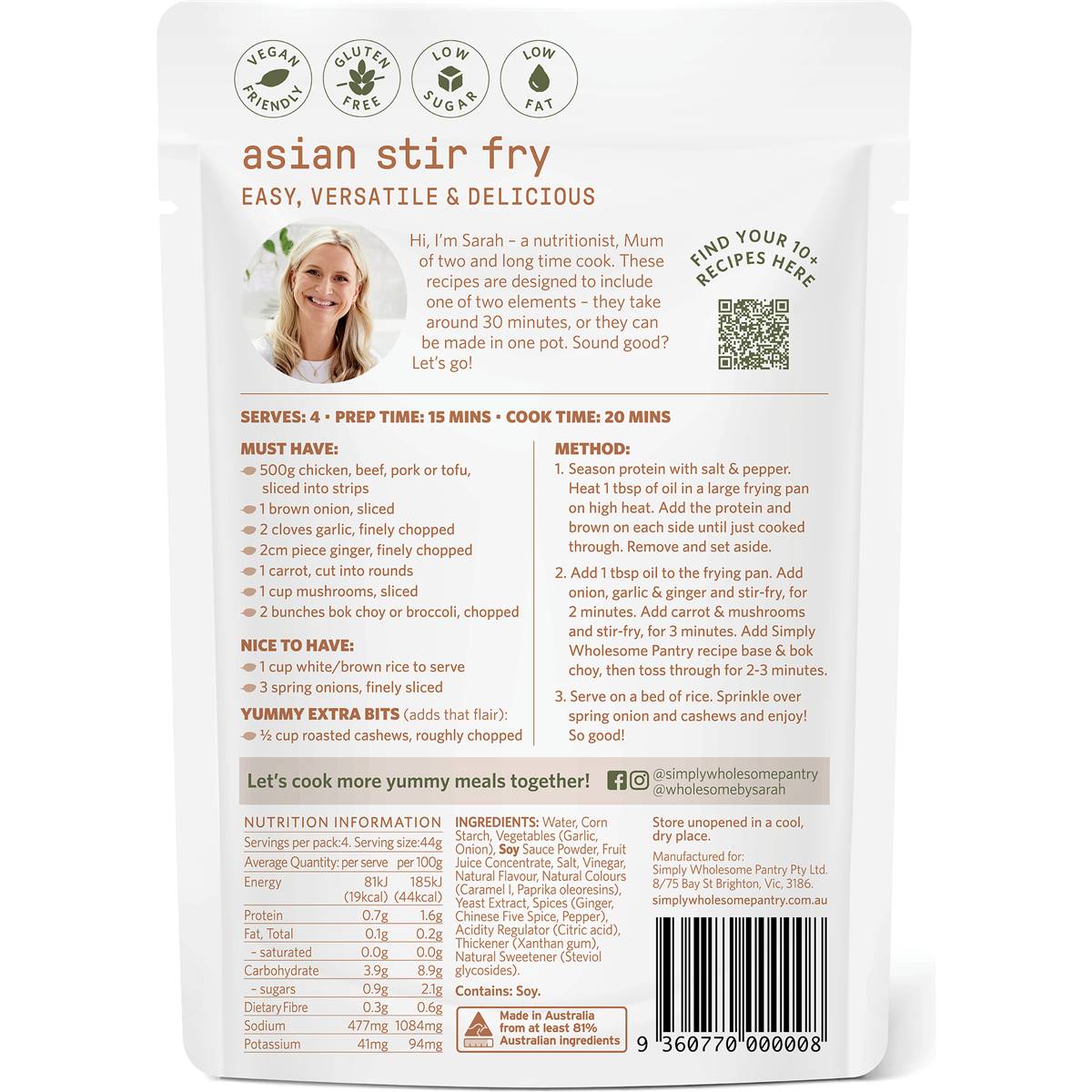 Simply Wholesome Pantry Asian Stir Fry All Natural Recipe Base 175g