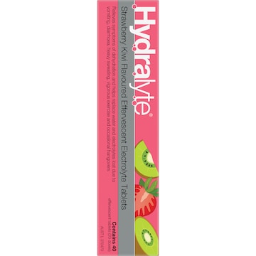 Hydralyte Effervescent Electrolyte Tablets Strawberry Kiwi 40 pack