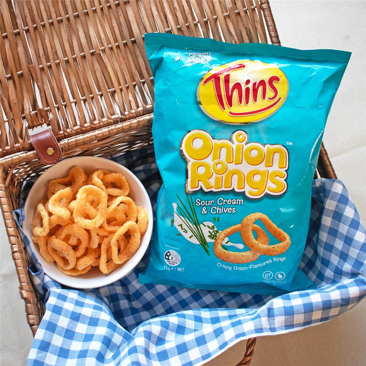Thins Onion Rings Sour Cream & Chives 85g