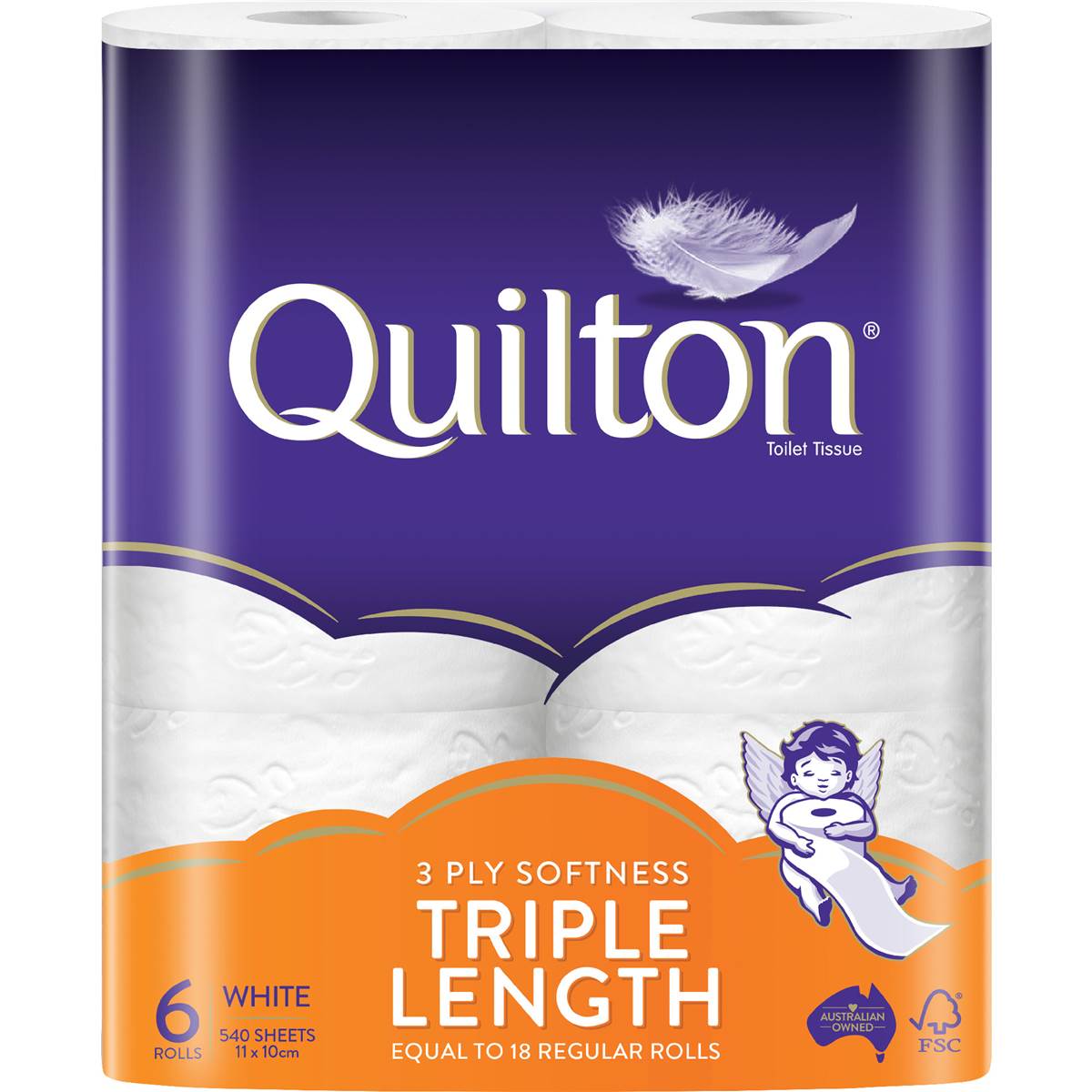 Quilton Toilet Paper Triple Length 3ply 540 Sheets 6 Pack